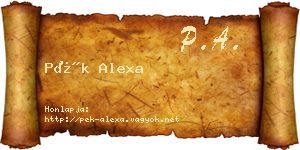 Pék Alexa névjegykártya